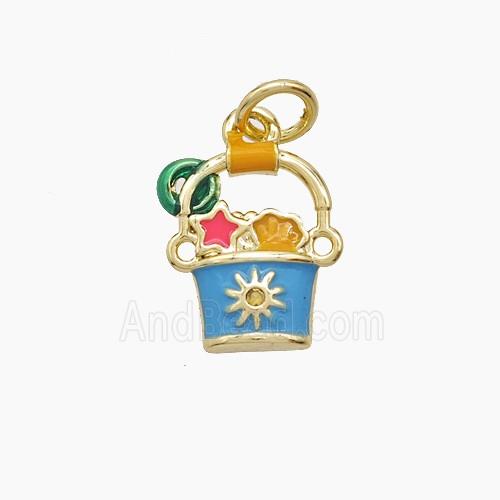 Copper Bucket Pendant Enamel Gold Plated