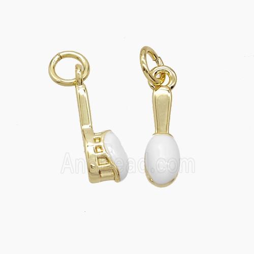 Copper Toothbrush Pendant White Enamel Gold Plated