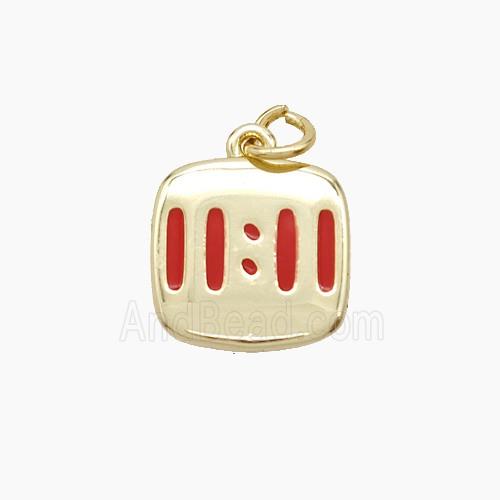 Copper Numbers Pendant Double Eleven 11 Red Enamel Gold Plated