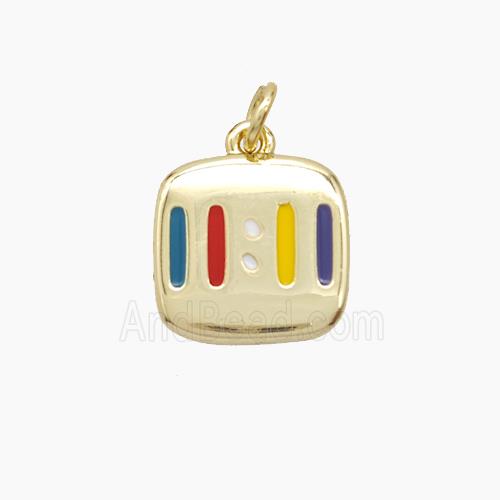 Enamel Copper Pendant, Gold Plated