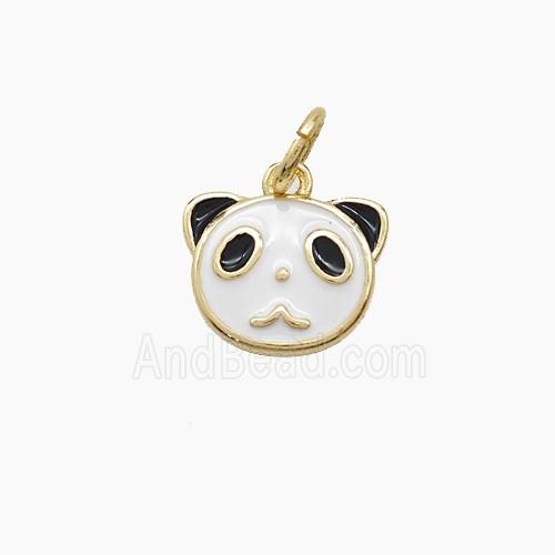 Copper Panda Pendant White Black Enamel Gold Plated