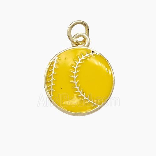 American Football Charms Copper Rugby Pendant Yellow Enamel Sport Gold Plated
