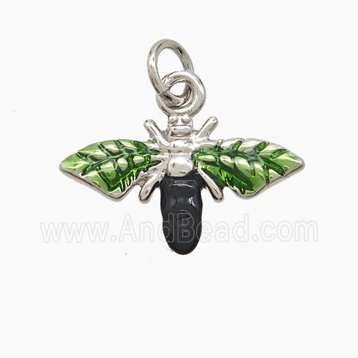 Copper Honeybee Pendant Green Painted Platinum Plated