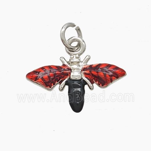 Copper Honeybee Pendant Red Painted Platinum Plated