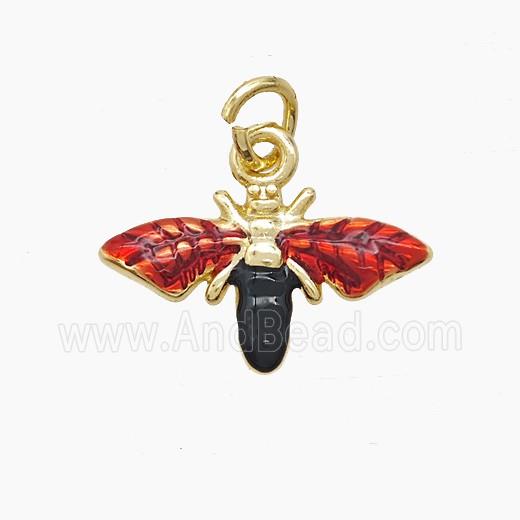 Copper Honeybee Pendant Red Painted Gold Plated