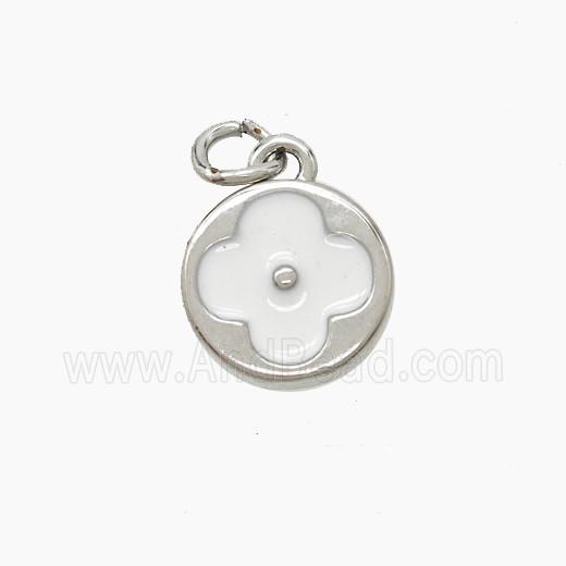 Copper Clover Pendant White Enamel Platinum Plated