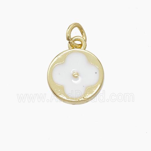 Copper Clover Pendant White Enamel Gold Plated