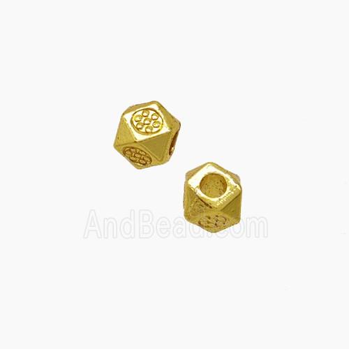 Zinc Alloy Polyhedron Spacer Beads Gold Plated