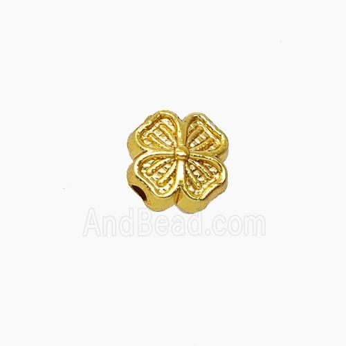 Zinc Alloy Clover Beads Gold Plated