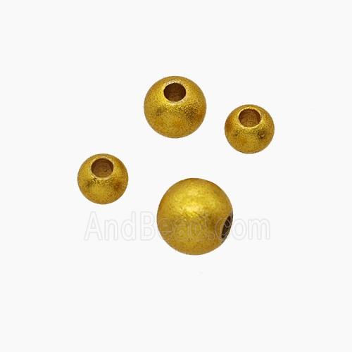 Alloy Round Beads Corrugated Gold Plated