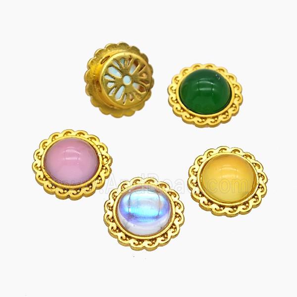 Copper Circle Beads Pave Resin Gold Plated Mixed