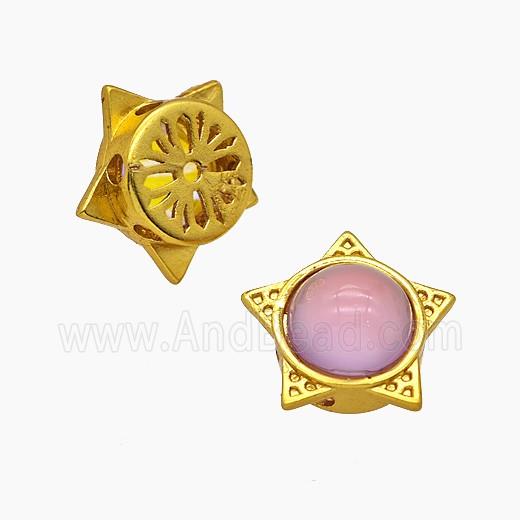 Copper Star Beads Pave Resin Gold Plated