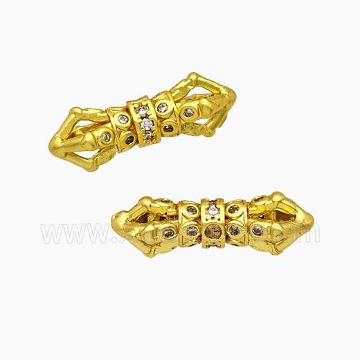 Copper Bead Pave Zircon, Gold Plated