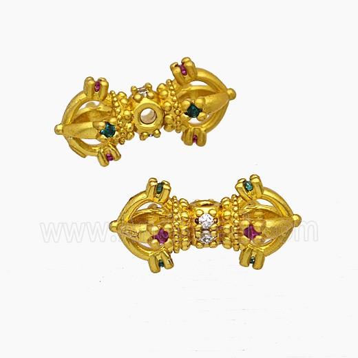 Copper Bead Pave Zircon, Gold Plated
