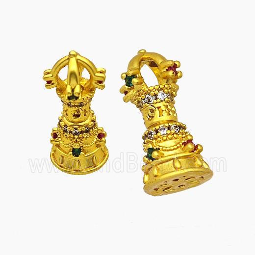 Copper Bead Pave Zircon, Gold Plated