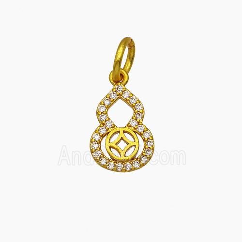 Copper Pendant Pave Zircon, Gold Plated