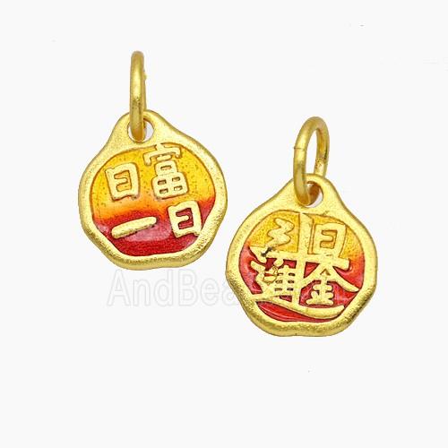 Copper Pendant Pave Zircon, Gold Plated