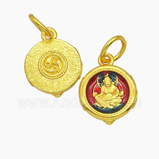 Copper Pendant Pave Zircon, Gold Plated