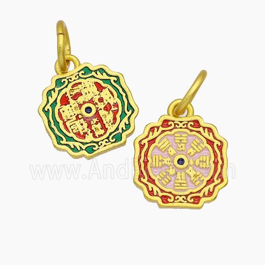 Copper Pendant Pave Zircon, Gold Plated