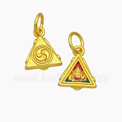 Copper Pendant Pave Zircon, Gold Plated