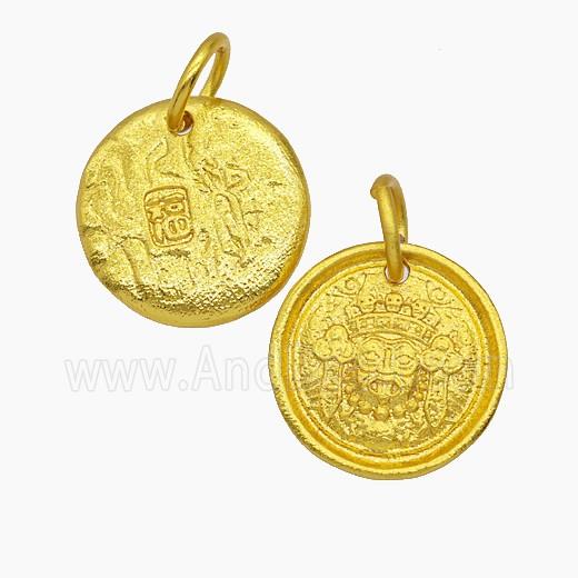 Copper Pendant Pave Zircon, Gold Plated