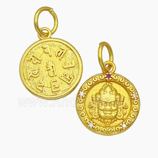 Tibetan Style Copper Amulet Pendant Buddha Gold Plated