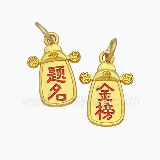 Enamel Copper Pendant, Gold Plated