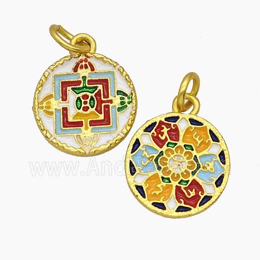 Enamel Copper Pendant, Gold Plated