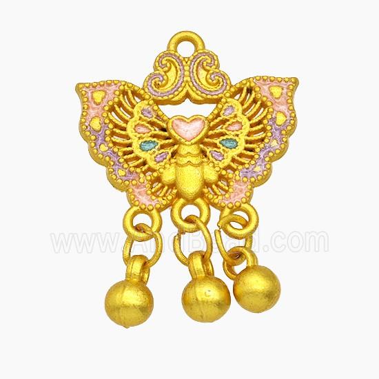 Enamel Copper Pendant, Gold Plated