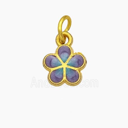 Enamel Copper Pendant, Gold Plated