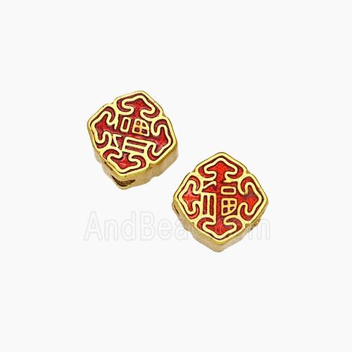 Enamel Copper Pendant, Gold Plated