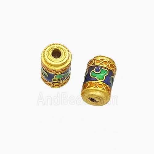 Enamel Copper Bead, Gold Plated