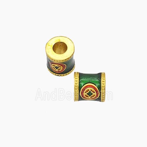Enamel Copper Bead, Gold Plated