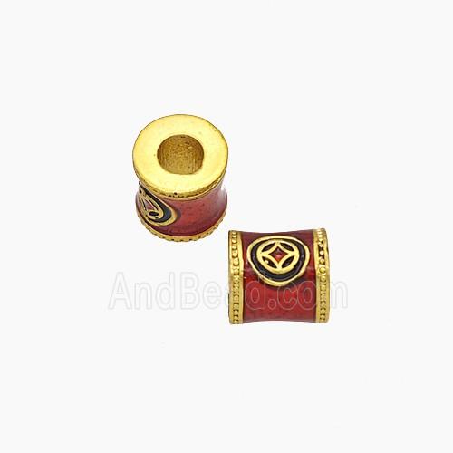 Enamel Copper Bead, Gold Plated
