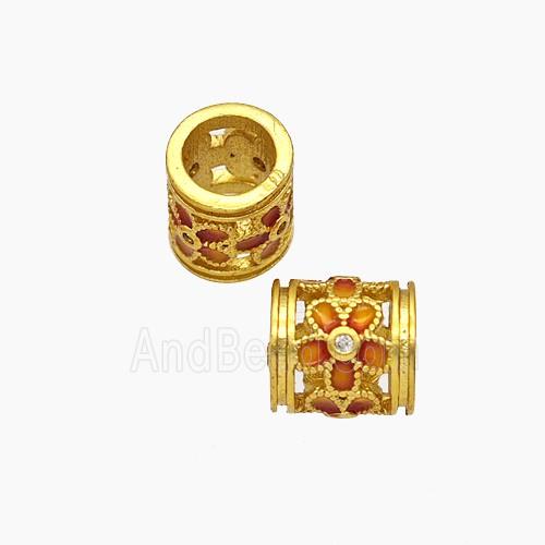 Enamel Copper Bead, Gold Plated