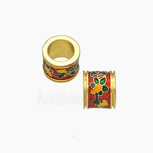 Enamel Copper Bead, Gold Plated