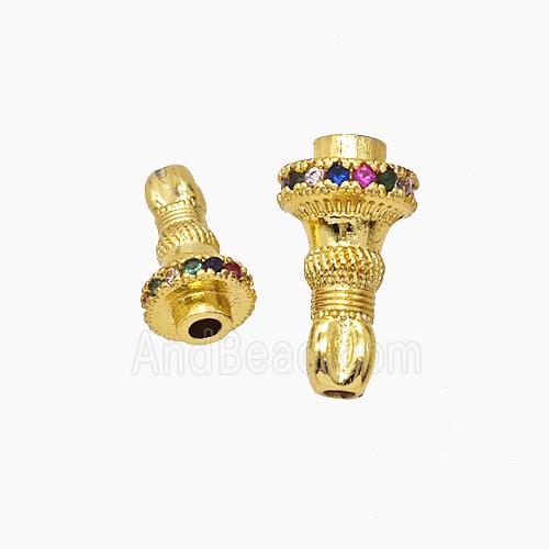 Copper Guru Beads Pave Rhinestone Gold Plated