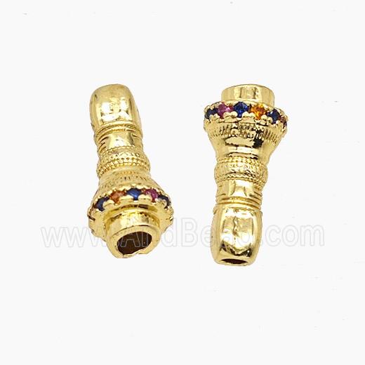 Copper Guru Beads Pave Rhinestone Gold Plated