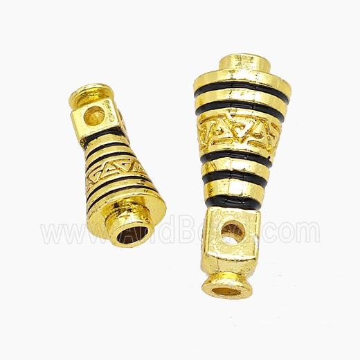 Copper Guru Beads Black Enamel Gold Plated