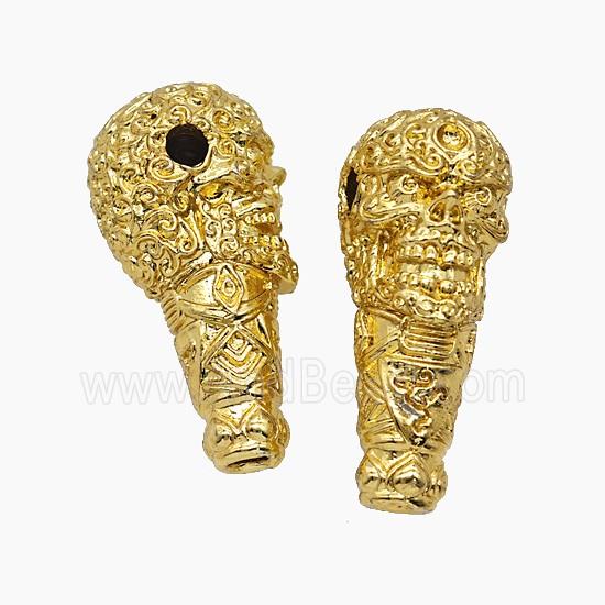 Tibetan Style Copper Guru Beads Skull Gold Plated