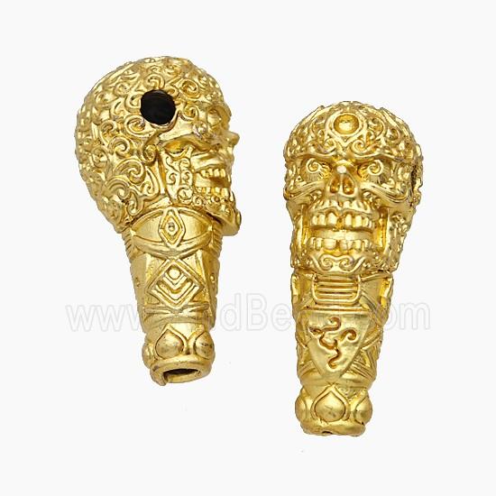 Tibetan Style Copper Guru Beads Skull Gold Plated