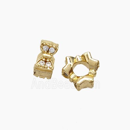 Copper Bead Pave Zircon, Gold Plated