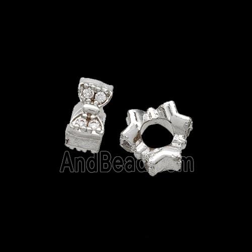 Copper Bead Pave Zircon, Gold Plated