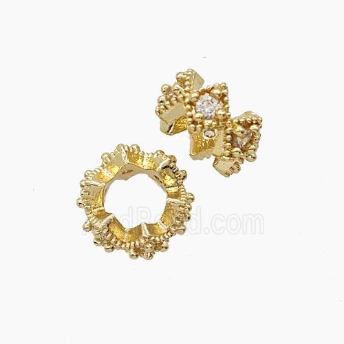 Copper Bead Pave Zircon, Gold Plated
