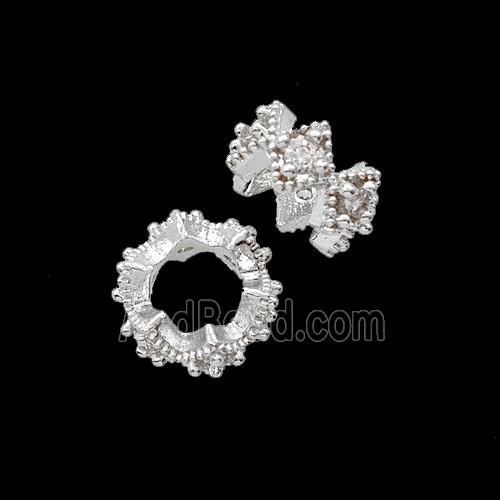 Copper Bead Pave Zircon, Gold Plated