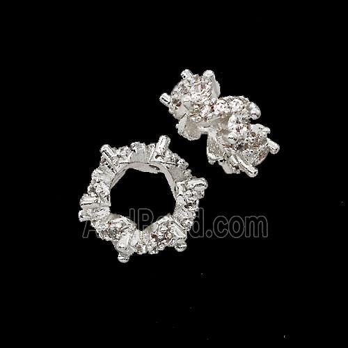 Copper Bead Pave Zircon, Gold Plated