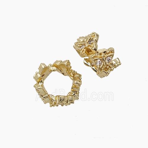 Copper Bead Pave Zircon, Gold Plated