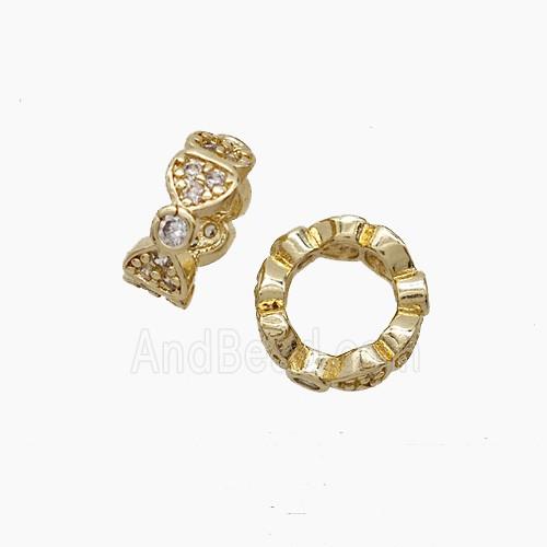 Copper Bead Pave Zircon, Gold Plated