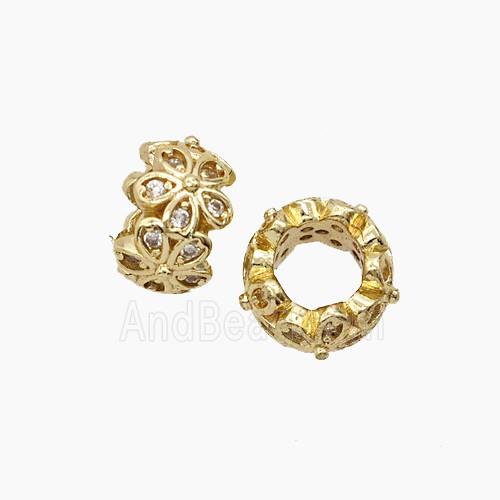 Copper Bead Pave Zircon, Gold Plated
