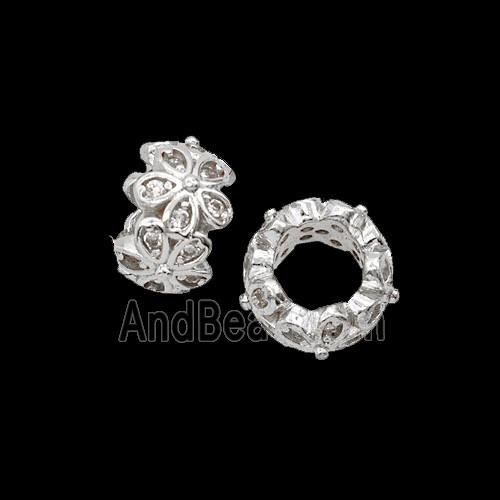 Copper Bead Pave Zircon, Gold Plated
